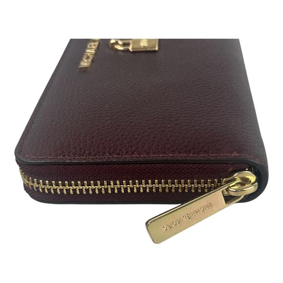Michael Kors Dark Cherry Large Wallet 4 inches by 8.5 inches Zip Around - Picture 3 of 4